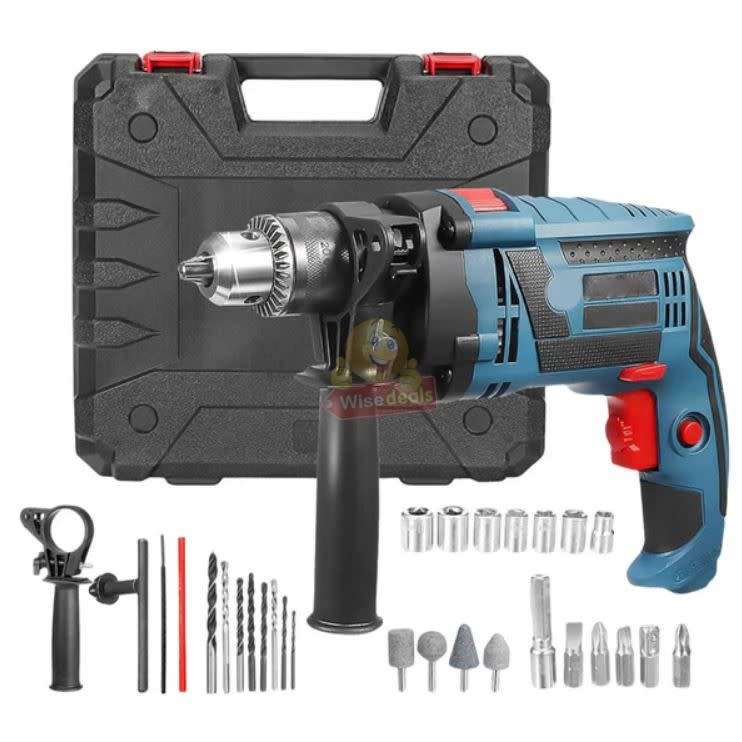 Electric 360 Degree Rotary Multifunctional Impact Drill with a lot of Accessories in a Carry Case
