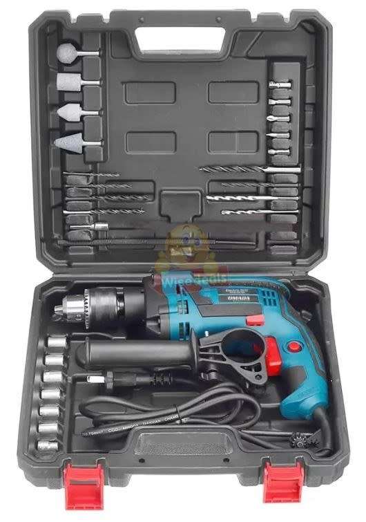 Electric 360 Degree Rotary Multifunctional Impact Drill with a lot of Accessories in a Carry Case