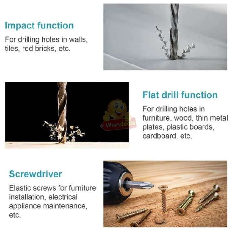 Electric 360 Degree Rotary Multifunctional Impact Drill with a lot of Accessories in a Carry Case