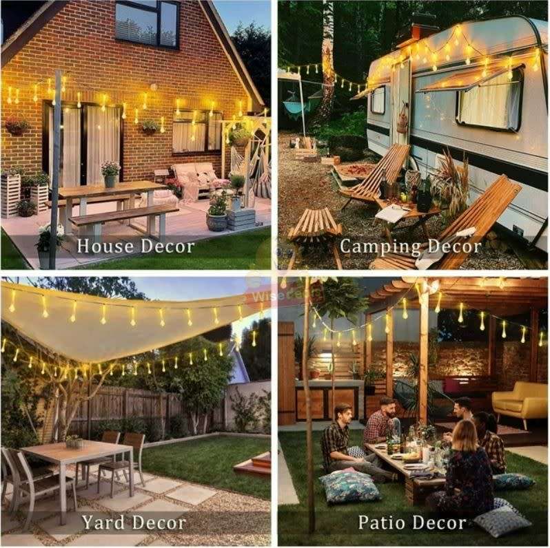 5m Waterproof SOLAR Powered Water Drop String Light Set  Zero Electricity