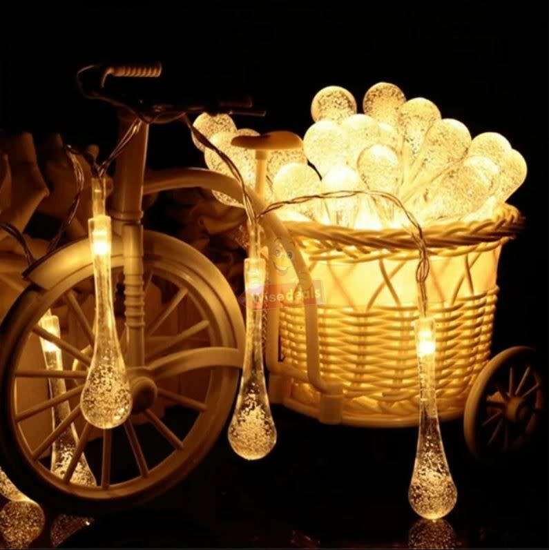5m Waterproof SOLAR Powered Water Drop String Light Set  Zero Electricity