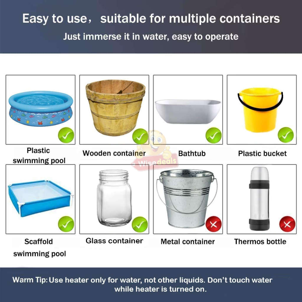 Electric Immersible Water Heater, Waterproof  Boil your Water Quick