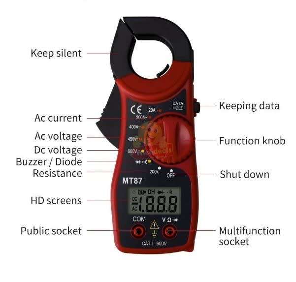 Digital LCD Voltage Clamp Multi-meter, DC/AC Voltage and AC Current Measurements - START R1 ONLY