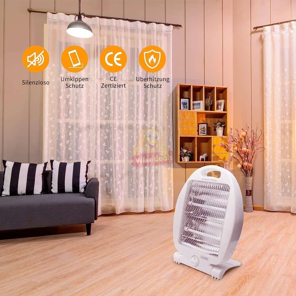 Quartz Portable Halogen Electric Heater with 2 Heating Modes