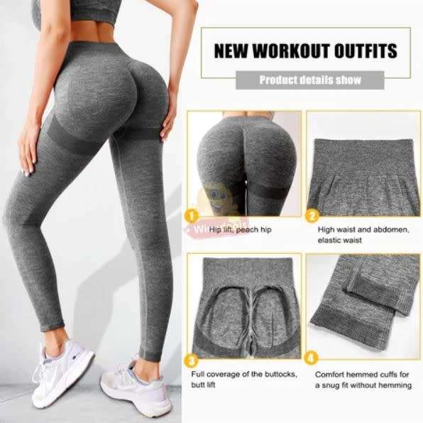 Women Anti-Cellulite Sport 2 Piece Gym Set, Available in Grey, S/M