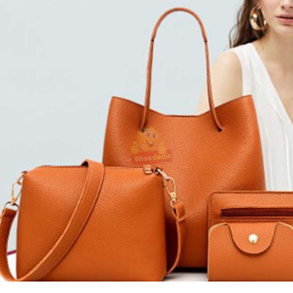 4-in-1 Handbag set, durable and made of PU Leather in Brown