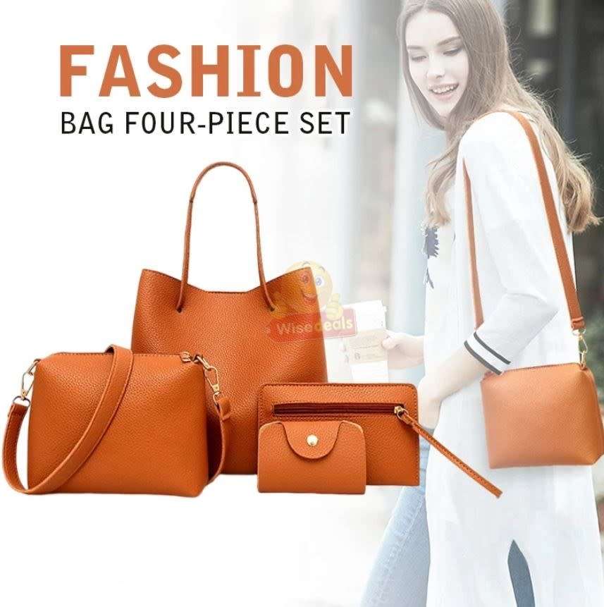 4-in-1 Handbag set, durable and made of PU Leather in Brown