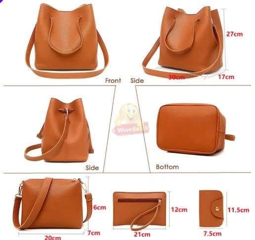 4-in-1 Handbag set, durable and made of PU Leather in Brown