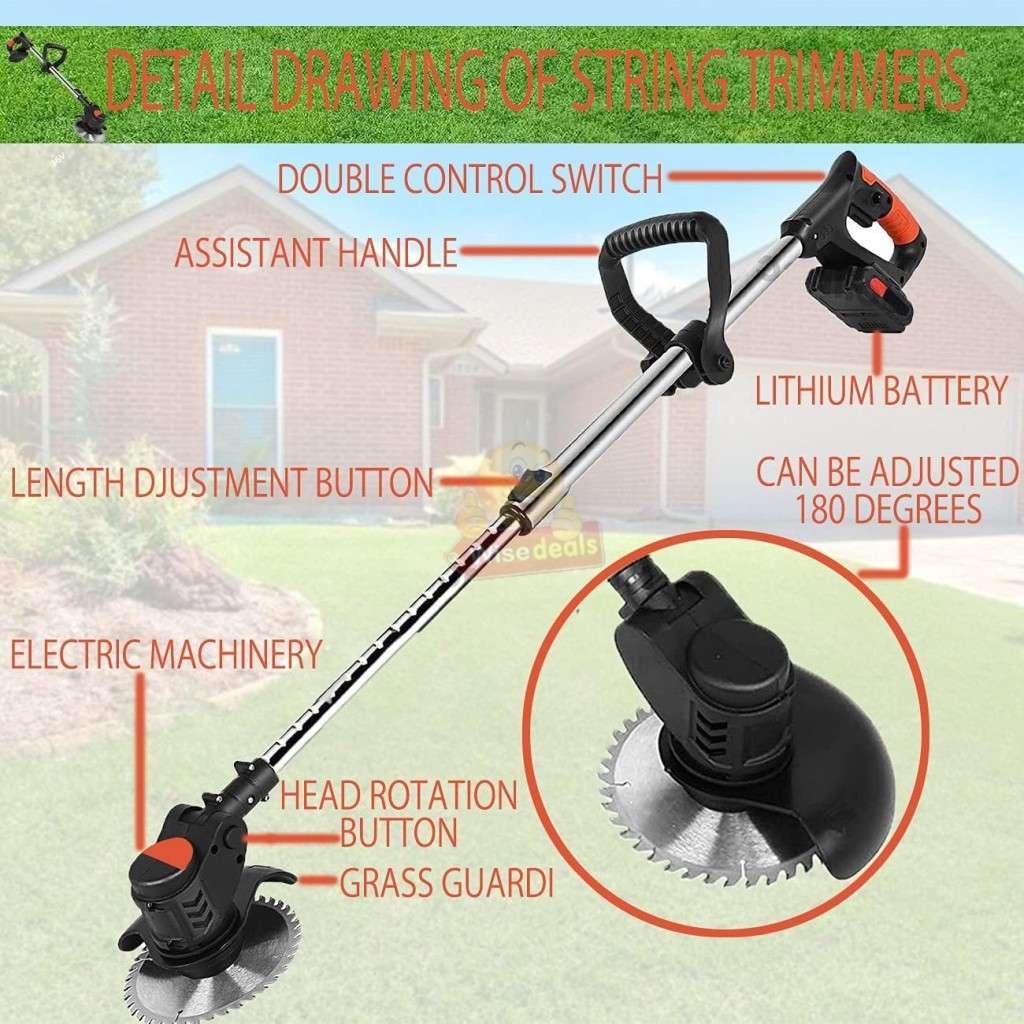 36V Rechargeable Wireless Lawn Mower and Grass Cutter, 2 X 36V Lithium Batteries