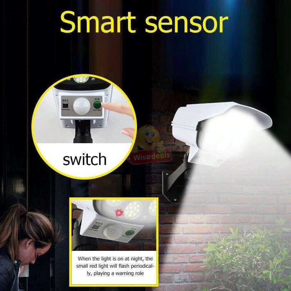 150W SOLAR PIR Motion Sensor Camera Light with Remote Control, 3 Setting Modes