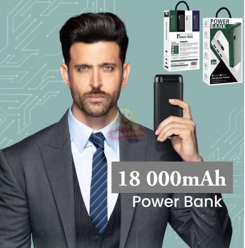 3 USB Backup Power Bank 18 000mAh with Flashlight