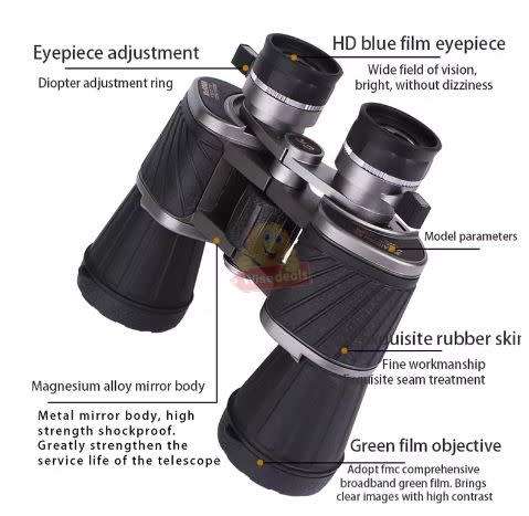 20X50 HD Magnification Binoculars, Adjustable and Night Vision