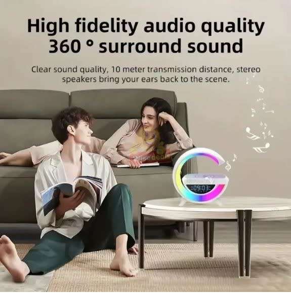 NEW UPGRADED LARGE Bluetooth 360° Surround Sound Speaker with Wireless Charging & Lights