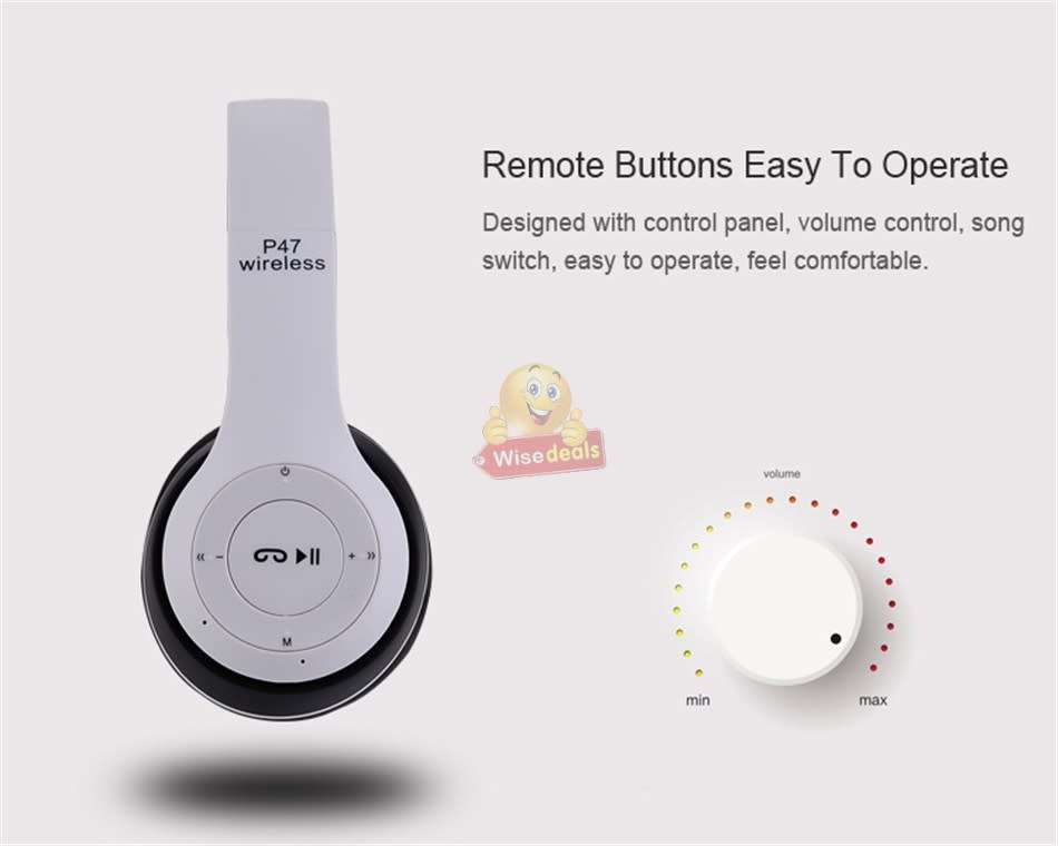Foldable Wireless Bluetooth Headphones with SD Card function, FM Radio, Song Switching, phone answer