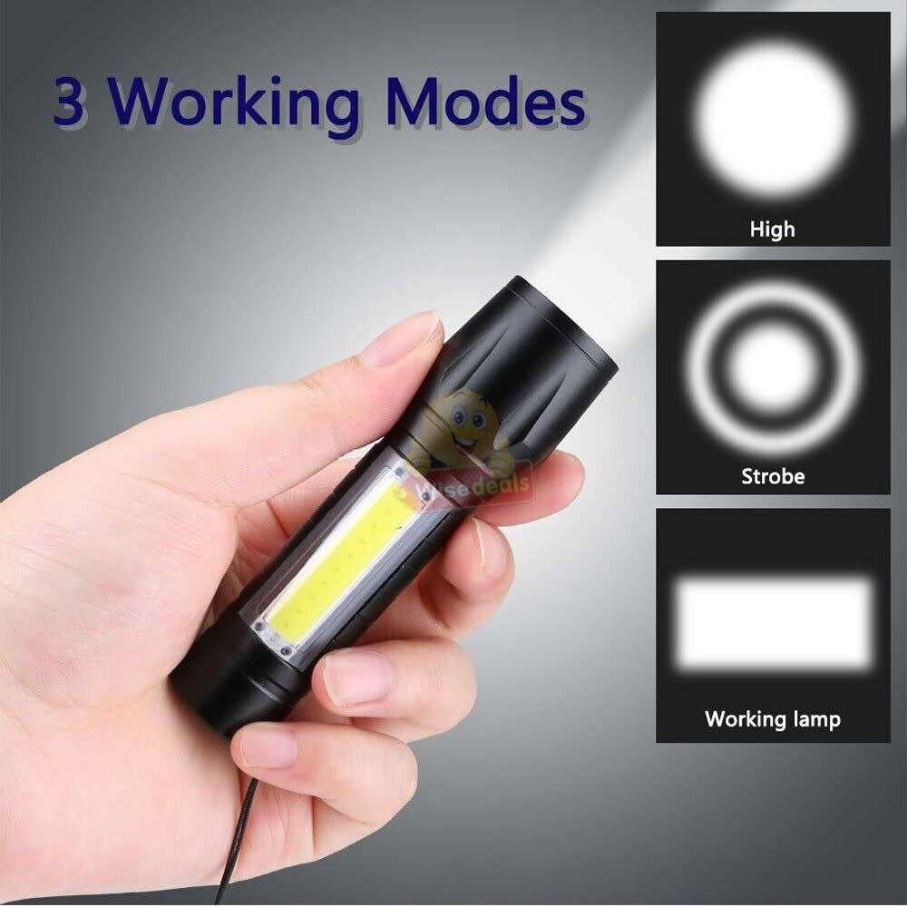 USB LED Rechargeable Flashlight in handy box