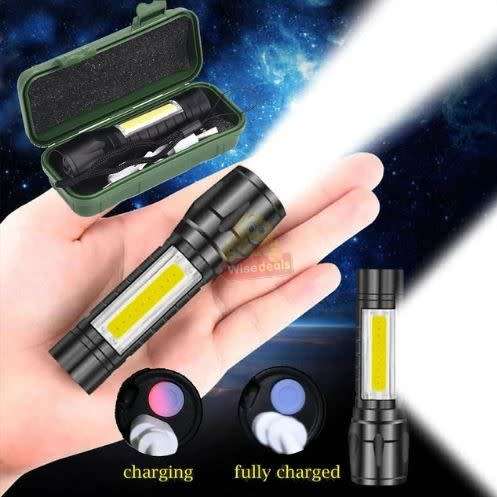 USB LED Rechargeable Flashlight in handy box