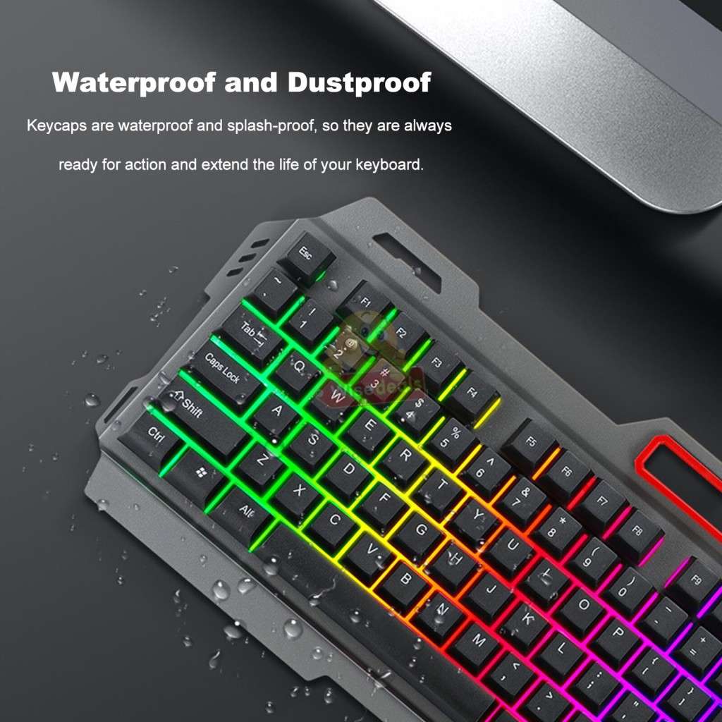 T-WOLF Gaming Keyboard and Mouse Set, 4D Buttons, Colourful Lights