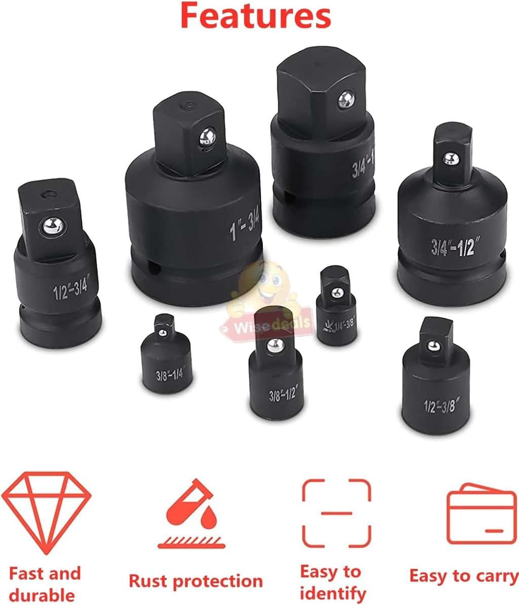 8Pc Heavy Duty Impact Socket Convertor Kit