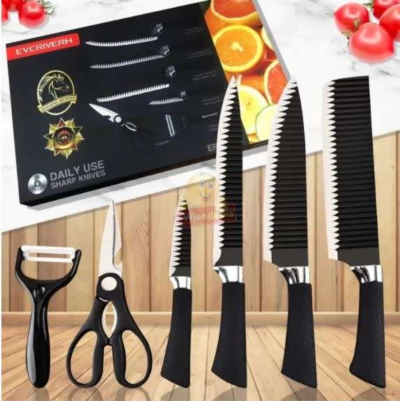 6 Piece Carbon Stainless Steel Knife Set, Perfect for slicing, Chopping, Carving...