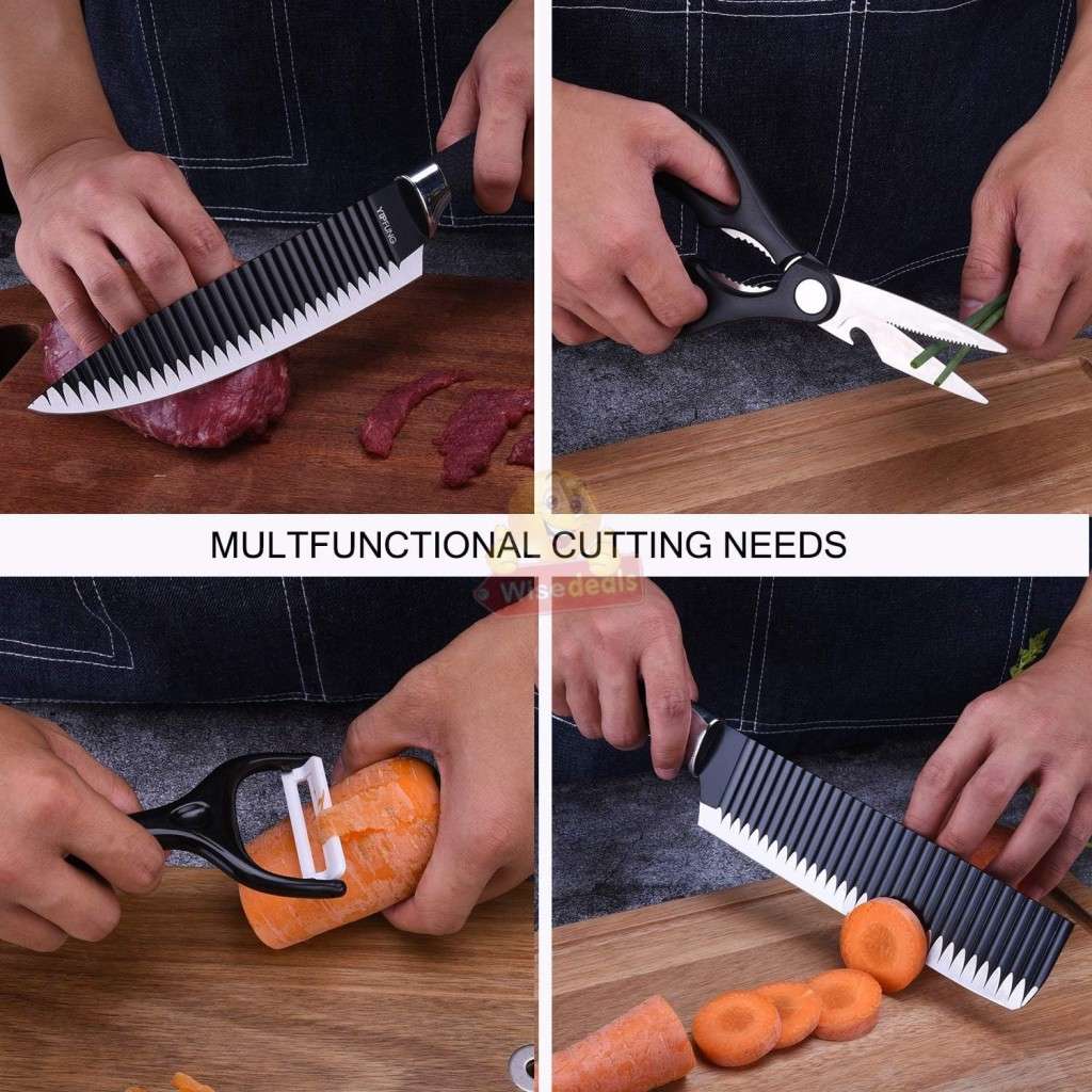 6 Piece Carbon Stainless Steel Knife Set, Perfect for slicing, Chopping, Carving...