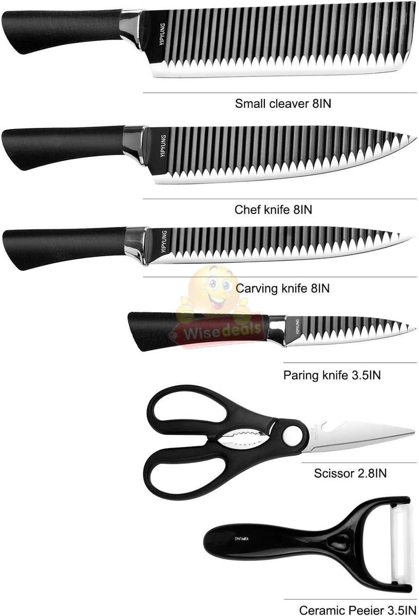 6 Piece Carbon Stainless Steel Knife Set, Perfect for slicing, Chopping, Carving...