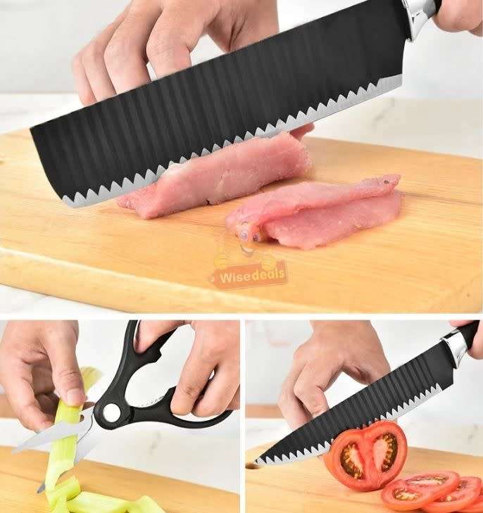 6 Piece Carbon Stainless Steel Knife Set, Perfect for slicing, Chopping, Carving...