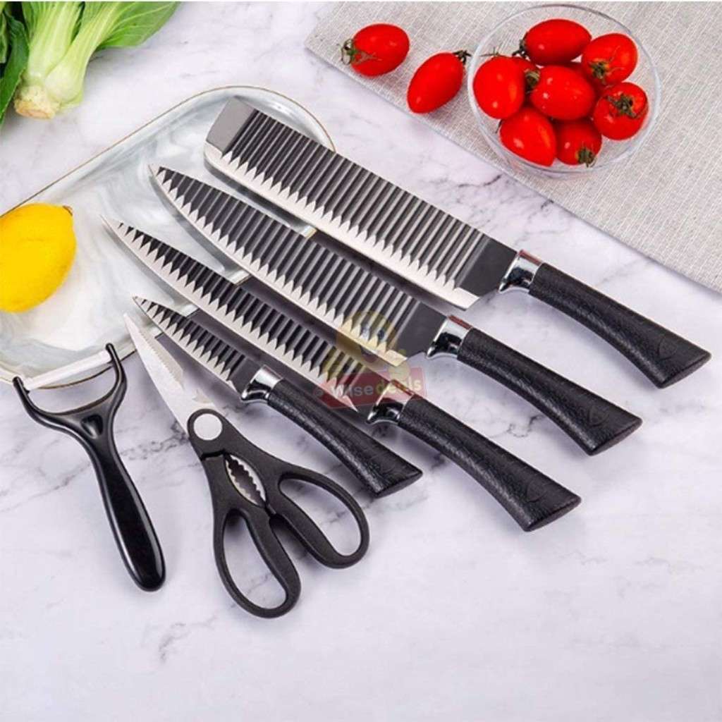 6 Piece Carbon Stainless Steel Knife Set, Perfect for slicing, Chopping, Carving...