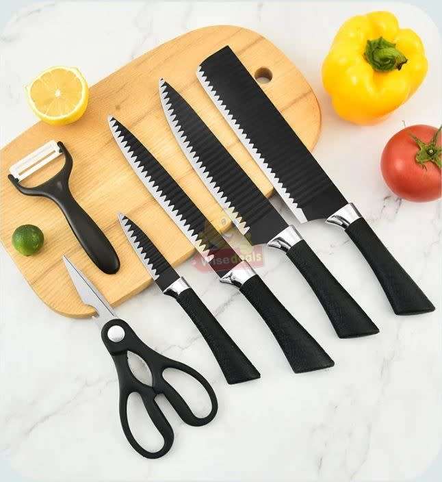 6 Piece Carbon Stainless Steel Knife Set, Perfect for slicing, Chopping, Carving...