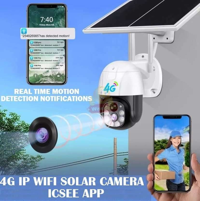 4G Waterproof IP WIFI SOLAR Camera, Day and Night Vision, Two-Way Audio, ICSEE APP