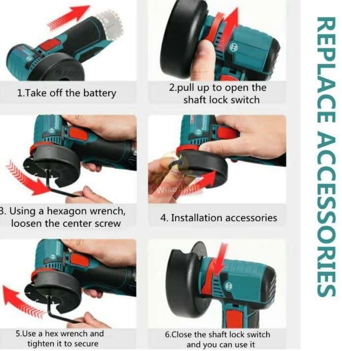 Cordless Rechargeable Angle Grinder 2 Lithium Battery Accessory Case Kit