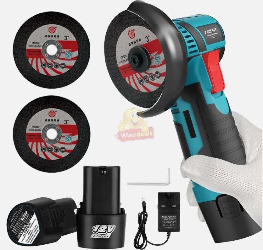 Cordless Rechargeable Angle Grinder 2 Lithium Battery Accessory Case Kit