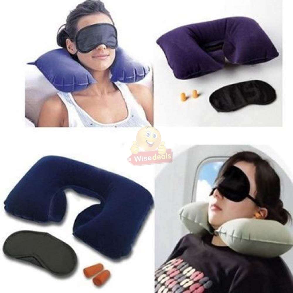 3 in 1 Travel Set - Neck Pillow, Eye Mask and Ear Plugs, perfect for travel or rest - START R1 ONLY