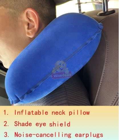 3 in 1 Travel Set - Neck Pillow, Eye Mask and Ear Plugs, perfect for travel or rest - START R1 ONLY