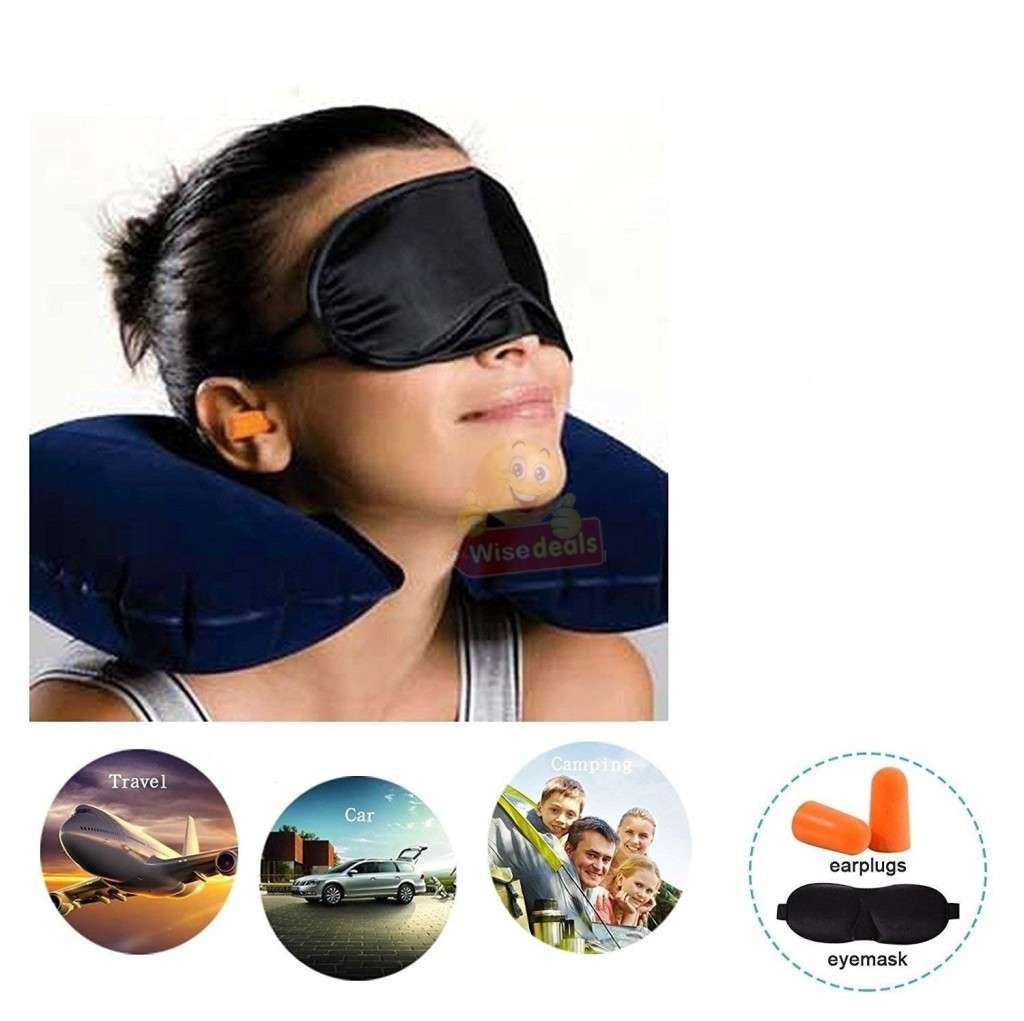 3 in 1 Travel Set - Neck Pillow, Eye Mask and Ear Plugs, perfect for travel or rest - START R1 ONLY