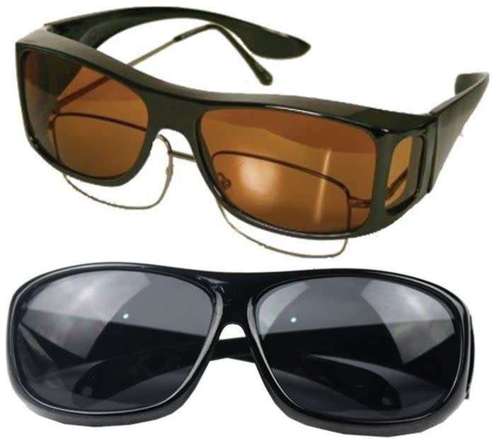 2 PIECE HD Vision Sunglasses - Fits over normal glasses, 1 for Night and 1 Day