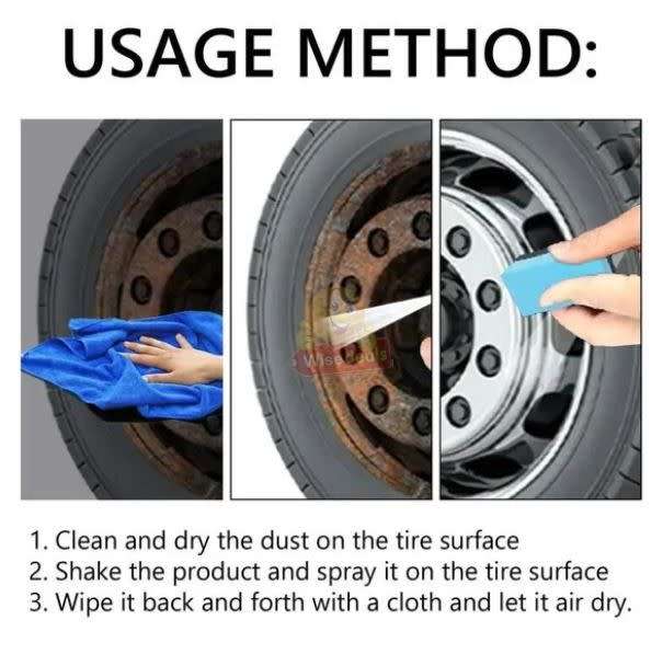 Tyre Brightening Spray for Stain Removal, Rim and Tyre Shine