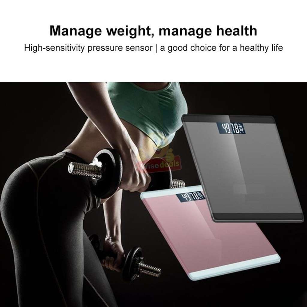 Tempered Glass Electronic Scale with LED Weight Display, Battery Reminder, with Anti-Slip Base