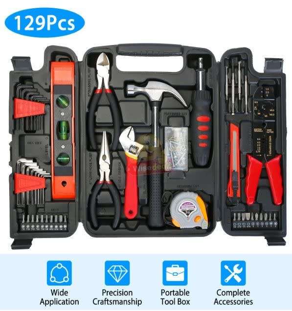 129 Piece Tool Kit for the Household or Professional use in a foldable Carry Case - START R1 ONLY