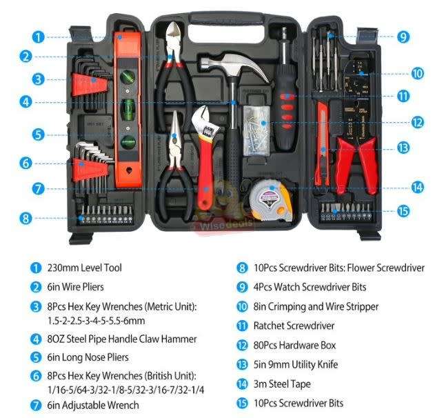 129 Piece Tool Kit for the Household or Professional use in a foldable Carry Case - START R1 ONLY
