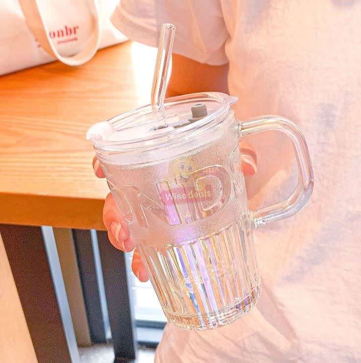 Durable and Thick Glass Cup with Glass Straw, Suitable for Cold and Hot Drinks - START R1 ONLY