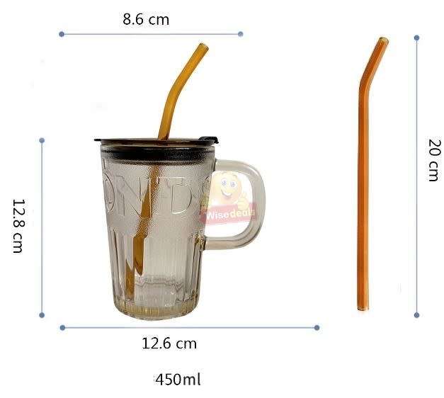 Durable and Thick Glass Cup with Glass Straw, Suitable for Cold and Hot Drinks - START R1 ONLY
