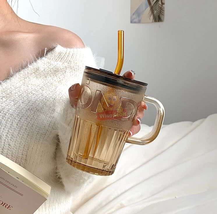 Durable and Thick Glass Cup with Glass Straw, Suitable for Cold and Hot Drinks - START R1 ONLY