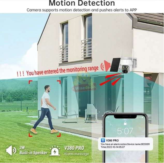 Waterproof IP WIFI Solar Camera with V380 PRO App