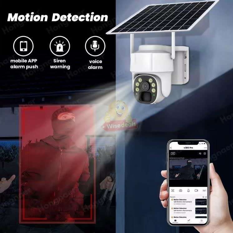 Waterproof IP WIFI Solar Camera with V380 PRO App