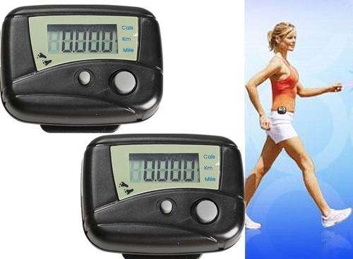 TWO Clip-on Pedometers, Digital LCD Step, Distance and Calorie Counter