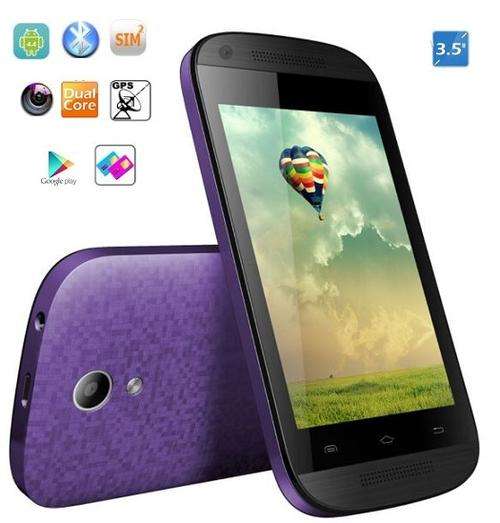 3.5" Android Dual Core 4.4 Smartphone, Wi-Fi, Dual Sim, Dual Cameras, Wi-Fi, LCD Screen - Purple