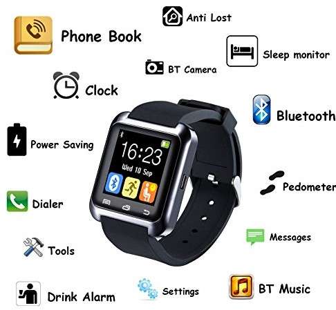 U8 Bluetooth Smartwatch for iPhone, Android, Samsung, HTC, LG & Sony with Pedometer
