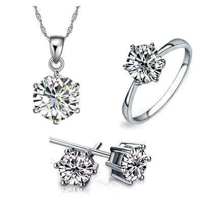 Titanium Coated Crystal 3 Piece Jewellery Set - Ring size 7