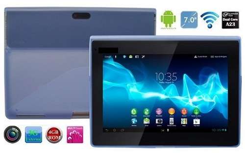 7" Blue Dual Core Android Tablet PC, Dual Cameras, Full HD, Wi-Fi, Bluetooth, INCL. BLUE COVER CASE
