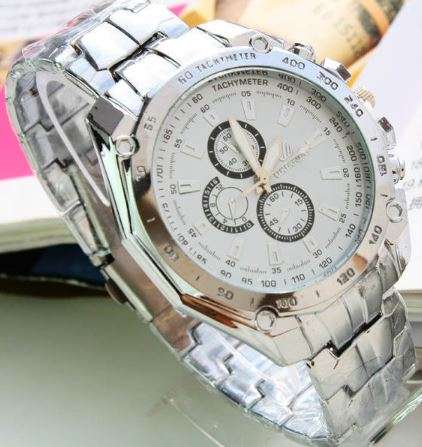 Orlando Mens Luxury Stainless Steel Quartz White Wrist Watch